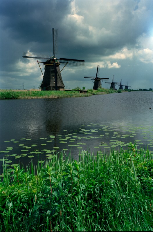Windmills Kinderdijk, Netherlands
Original: Neg. Film , 6x9cm   
Scan: Imacon 10500x7000 pix.


