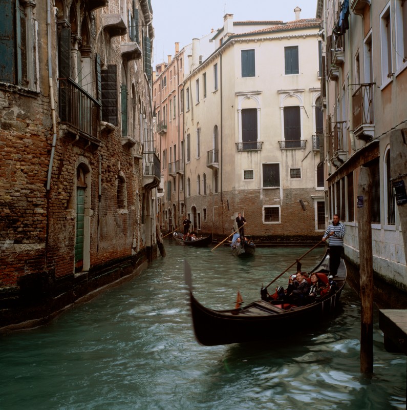 Gondolas  in Venice, Italy
Original: Film Velvia-50, 6x6cm
Scan: Imacon 6800x6800 pix.

